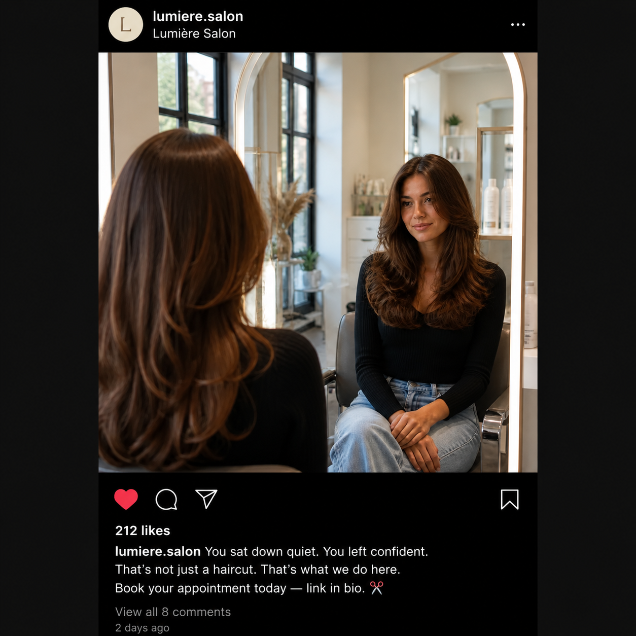 Hair salon Instagram post
